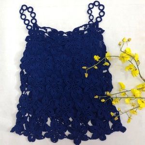 Vintage Blue Crocheted Tank